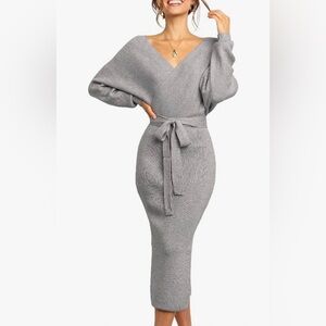 Elegant Gray Knit Dress